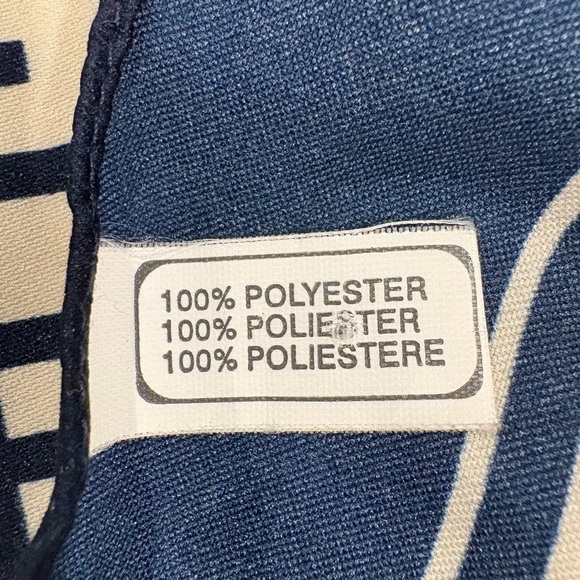 Vintage Designer Inspired Silk Feel Scarf Navy Blue Zucca Square Made in Italy - Picture 6 of 11